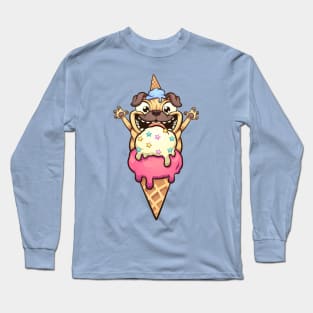 Pug Ice Cream Long Sleeve T-Shirt